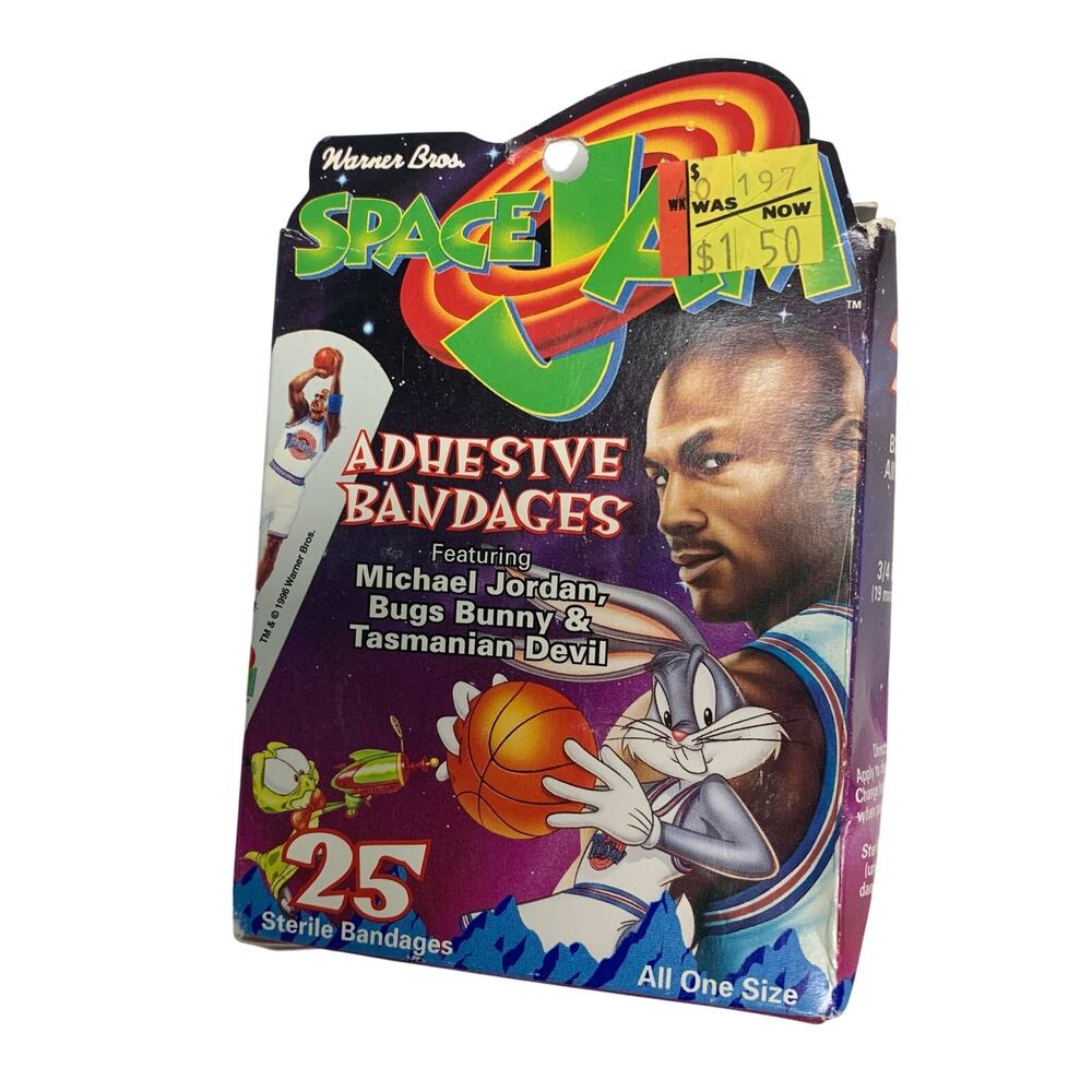 Warner Bros. Space Jam 1996 *Open Packaging* Adhesive Bandages 19 Count